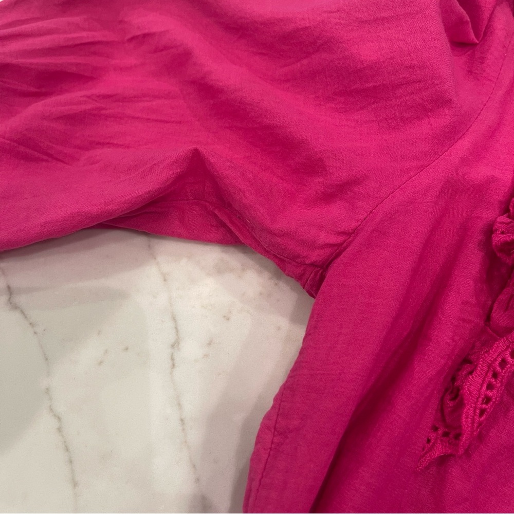 NWOT Jennifer & Grace hot pink eyelet long sleeve blouse - Picture 9 of 16